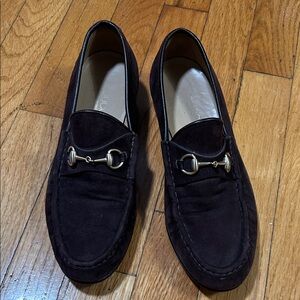 Gucci Women's Horsebit Suede Dark Brown Loafers
